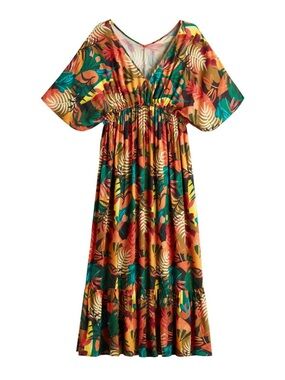 World Market Multicolor Tropical La Playa
Boho Mira Kaftan Maxi Dress Green